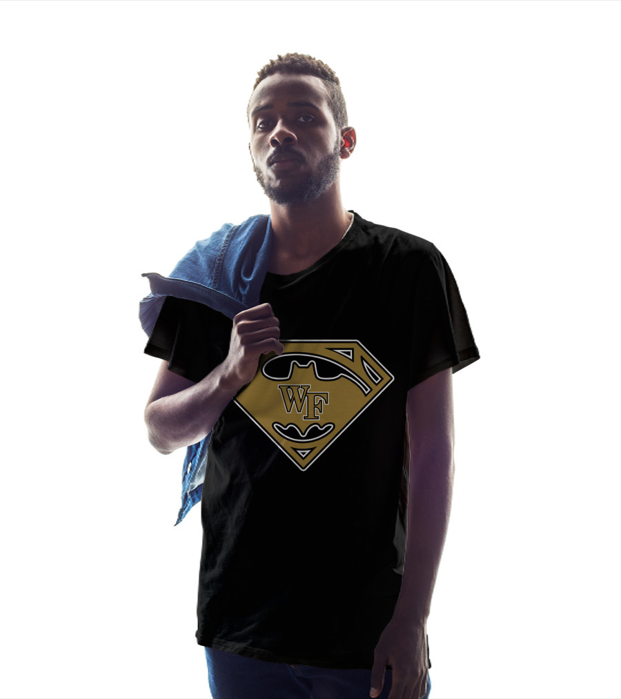 Wf Superhero Logo Combo Black And Gold T-Shirt