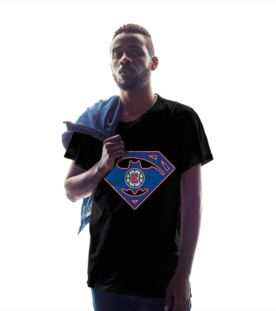 La Clippers Batman Superman Logo Nba Crossover T-Shirt