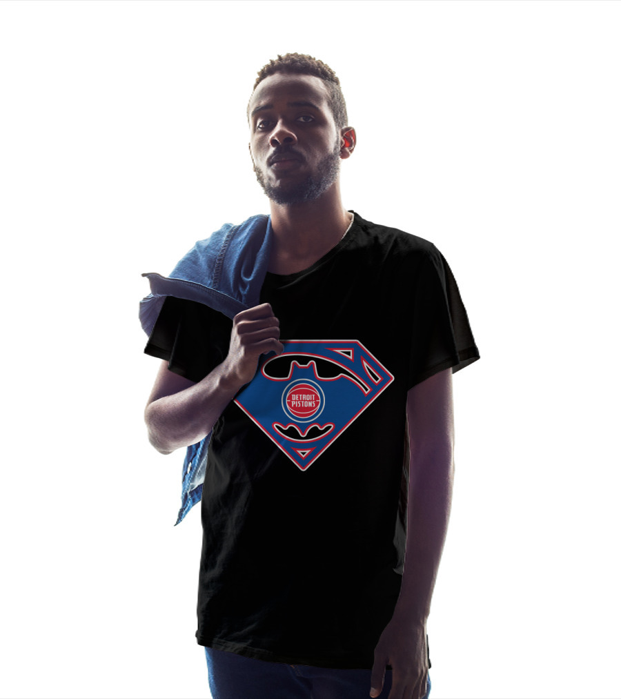 Detroit Pistons Superman Batman T-Shirt