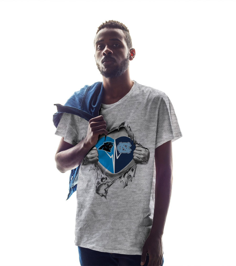 North Carolina Panthers Tar Heels Heart T-Shirt