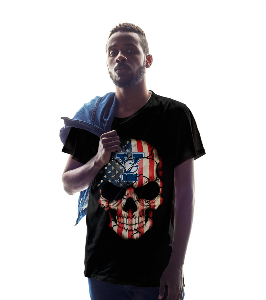 Yale Bulldogs American Flag Skull Patriotic T-Shirt
