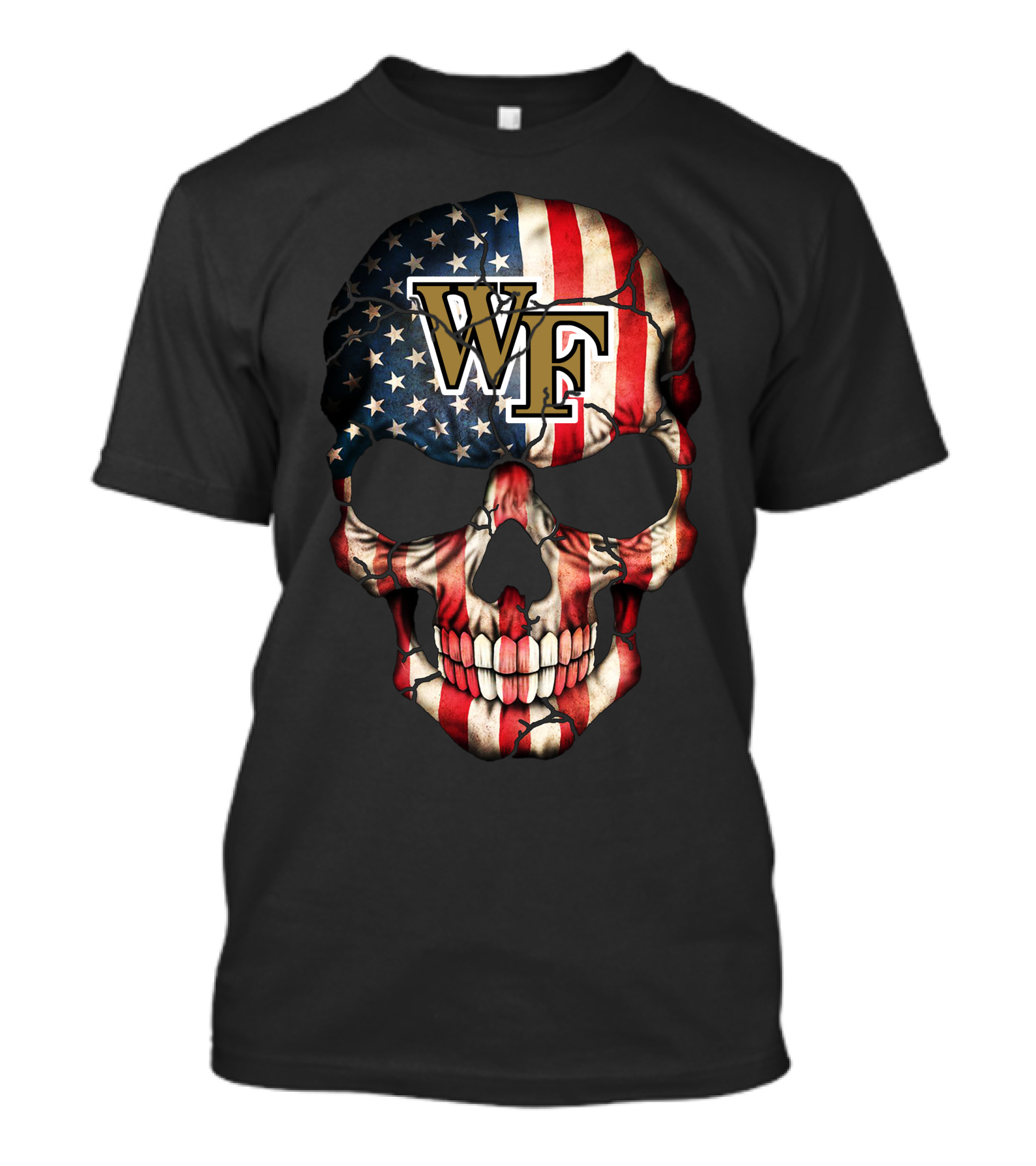 Wake Forest American Flag Skull Wf T-Shirt