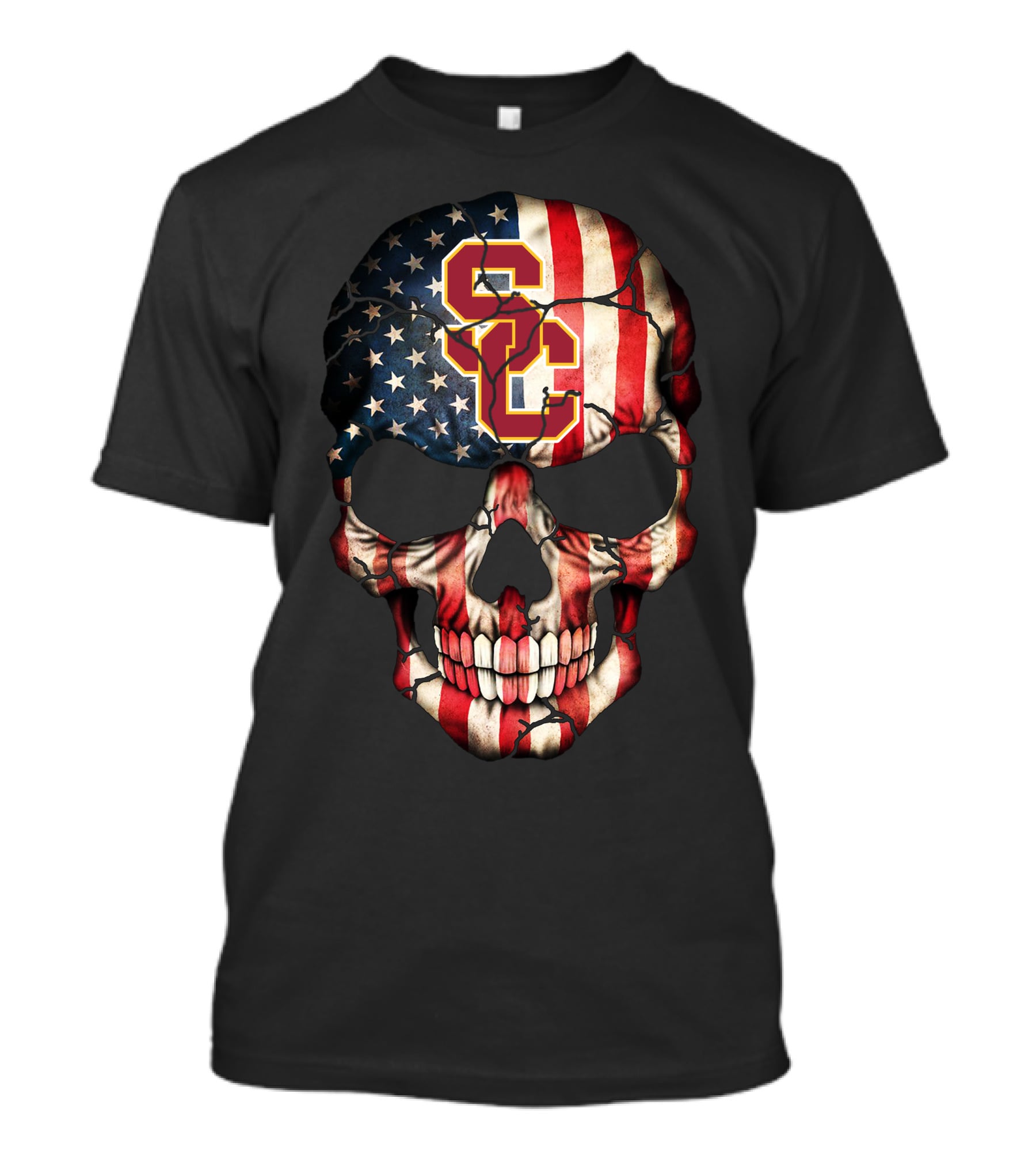 Usc Trojans Skull American Flag T-Shirt