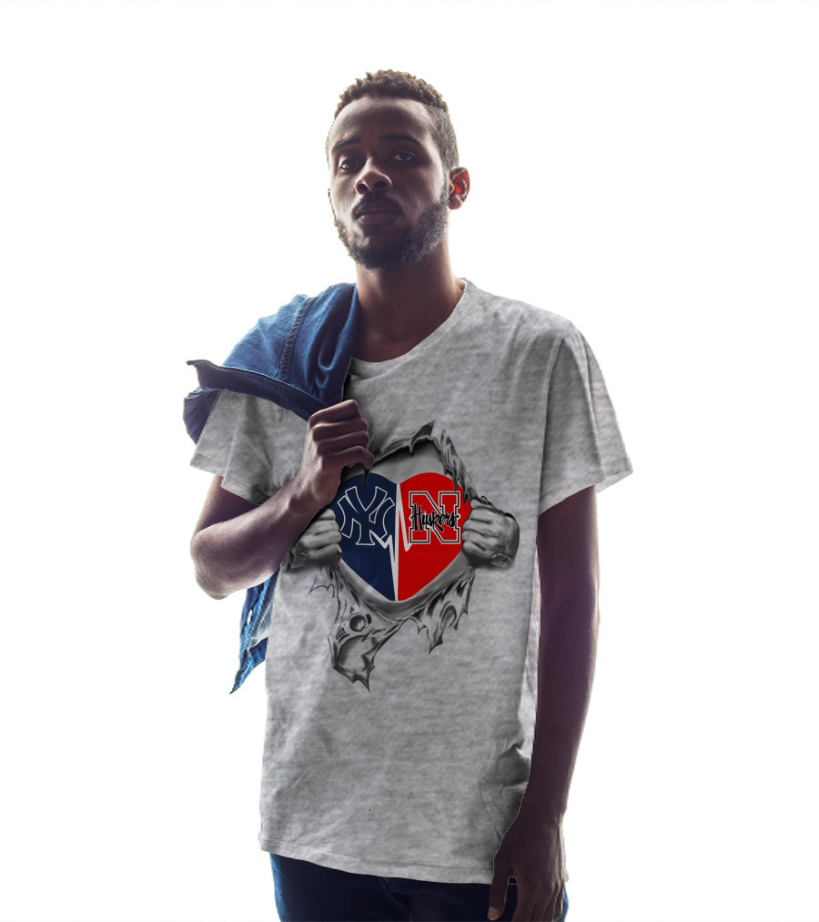 Yankees Huskers Nebraska Heart Torn Open T-Shirt