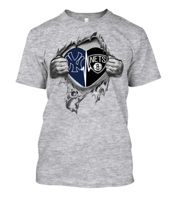 Yankees Brooklyn Nets Heart T-Shirt
