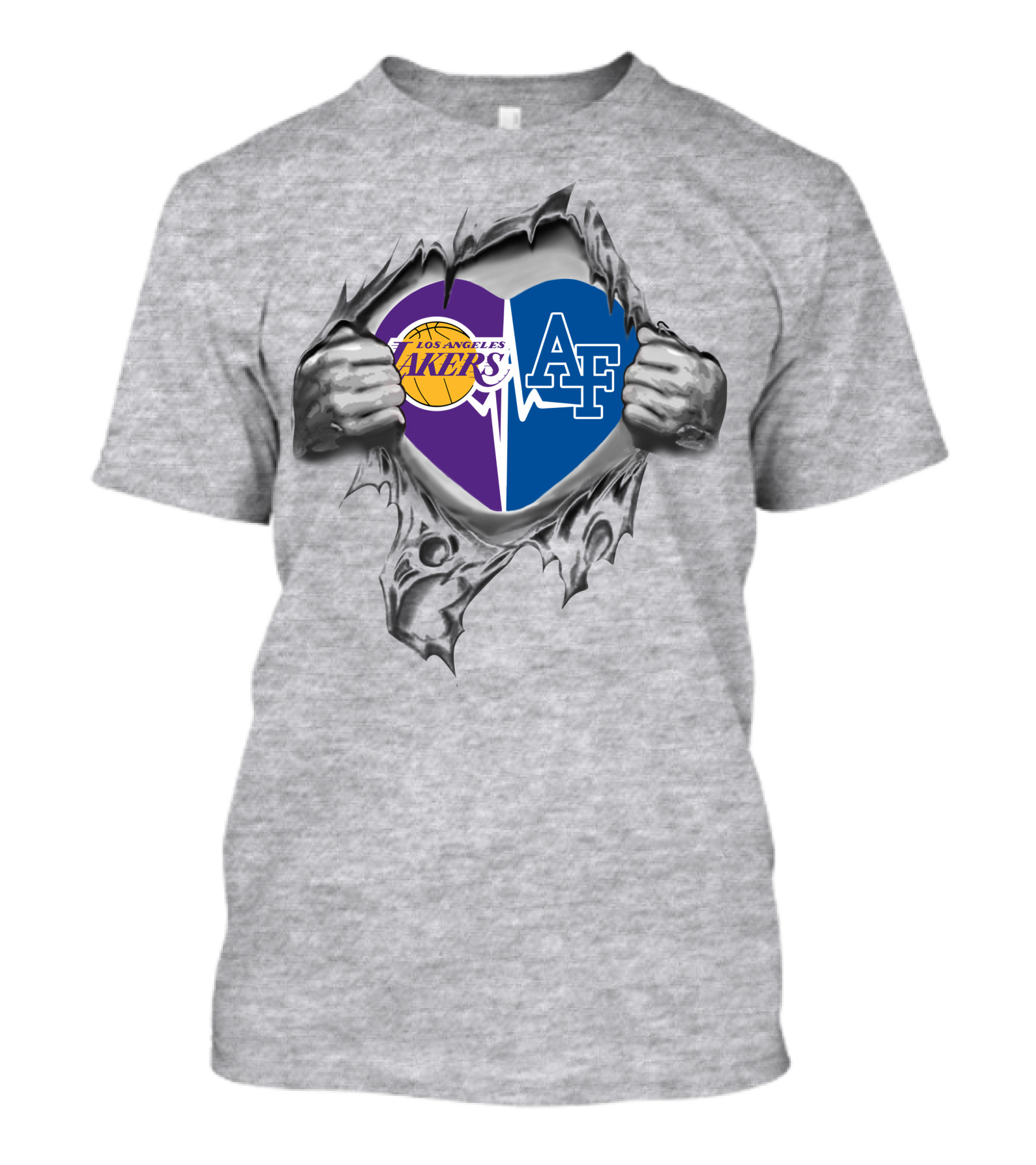 Los Angeles Lakers Air Force Falcons Heart Torn Open T-Shirt