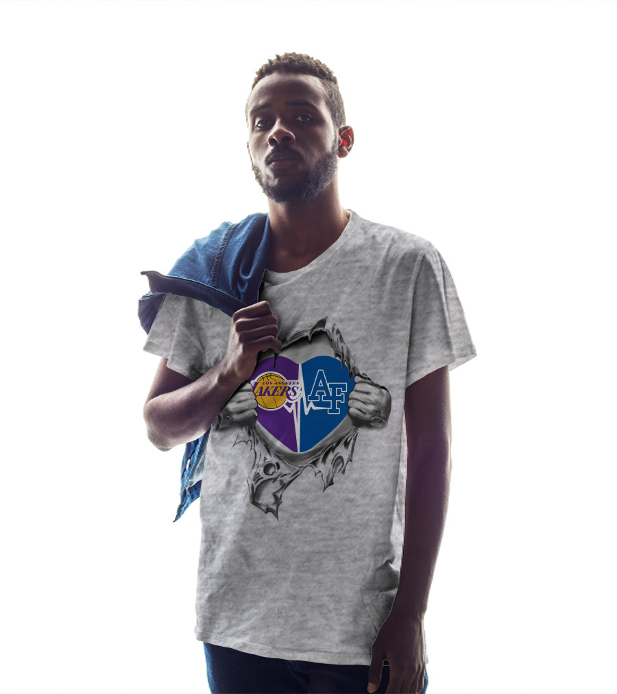 Los Angeles Lakers Air Force Falcons Heart Torn Open T-Shirt