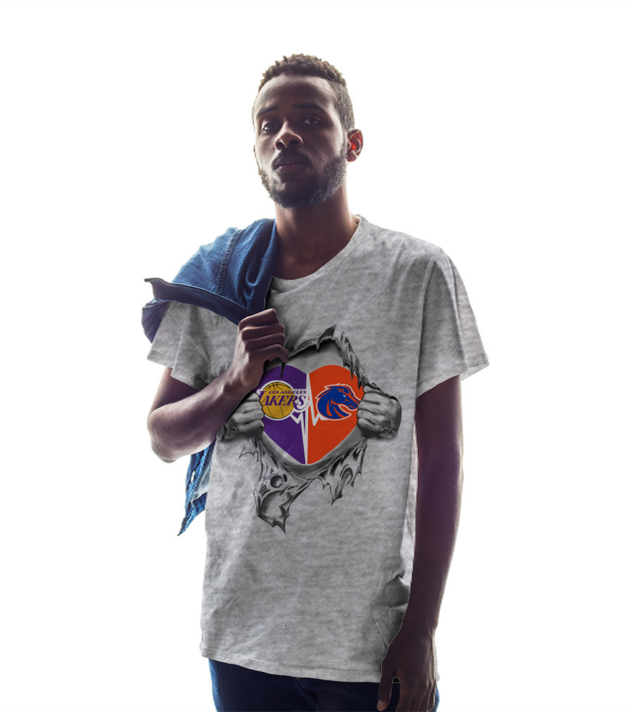 Los Angeles Lakers Boise State Broncos Heart T-Shirt