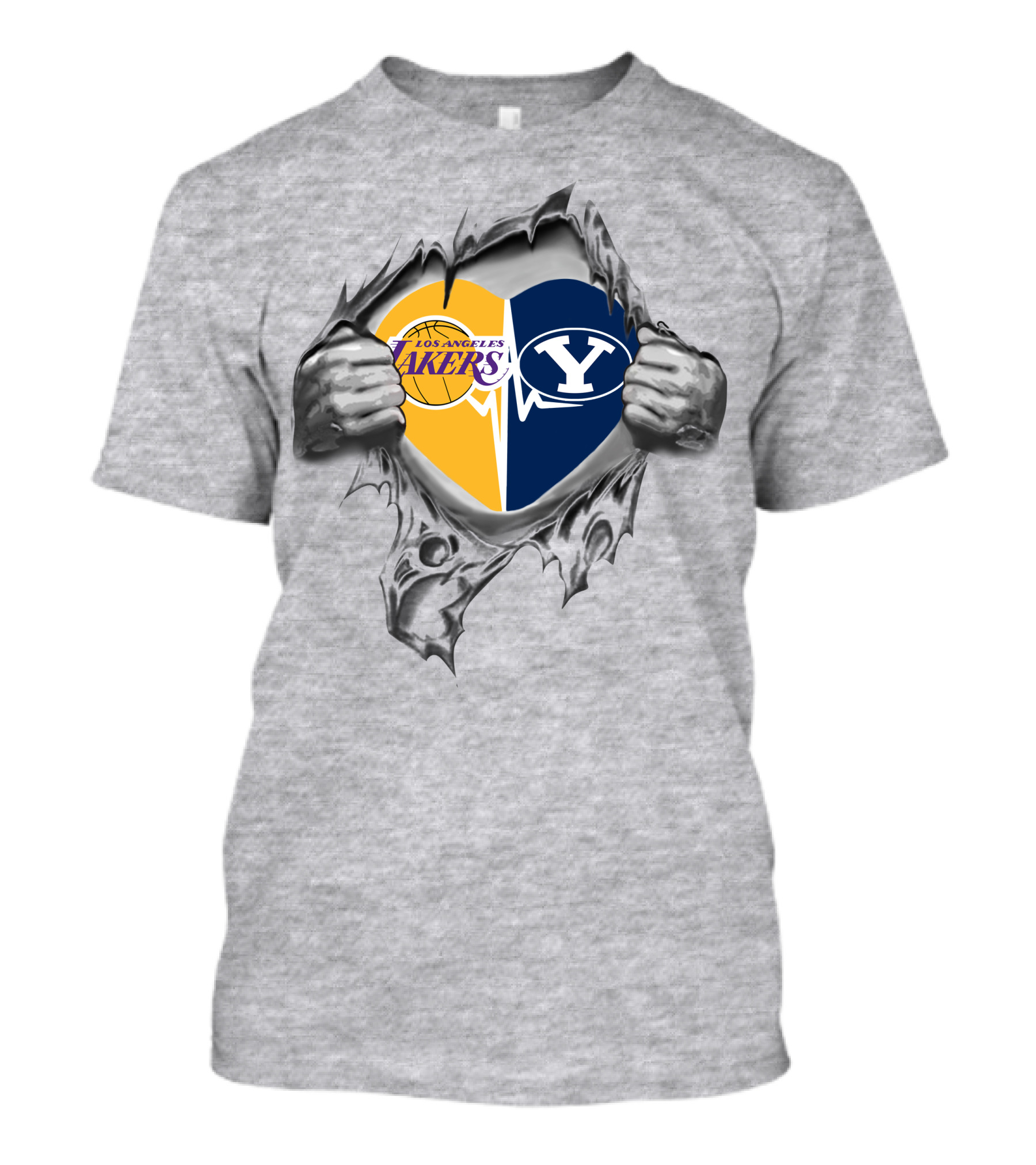 Los Angeles Lakers Byu Cougars Heart Symbol T-Shirt