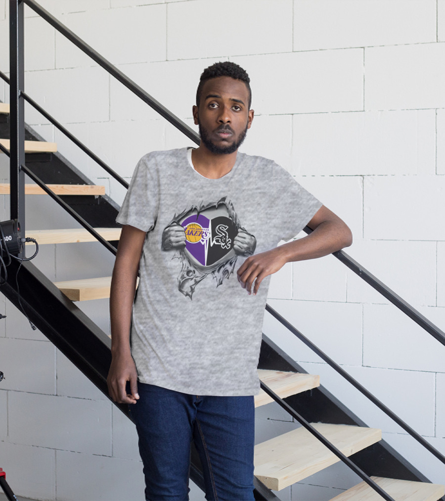 Los Angeles Lakers Chicago White Sox Heart Torn Inside T-Shirt