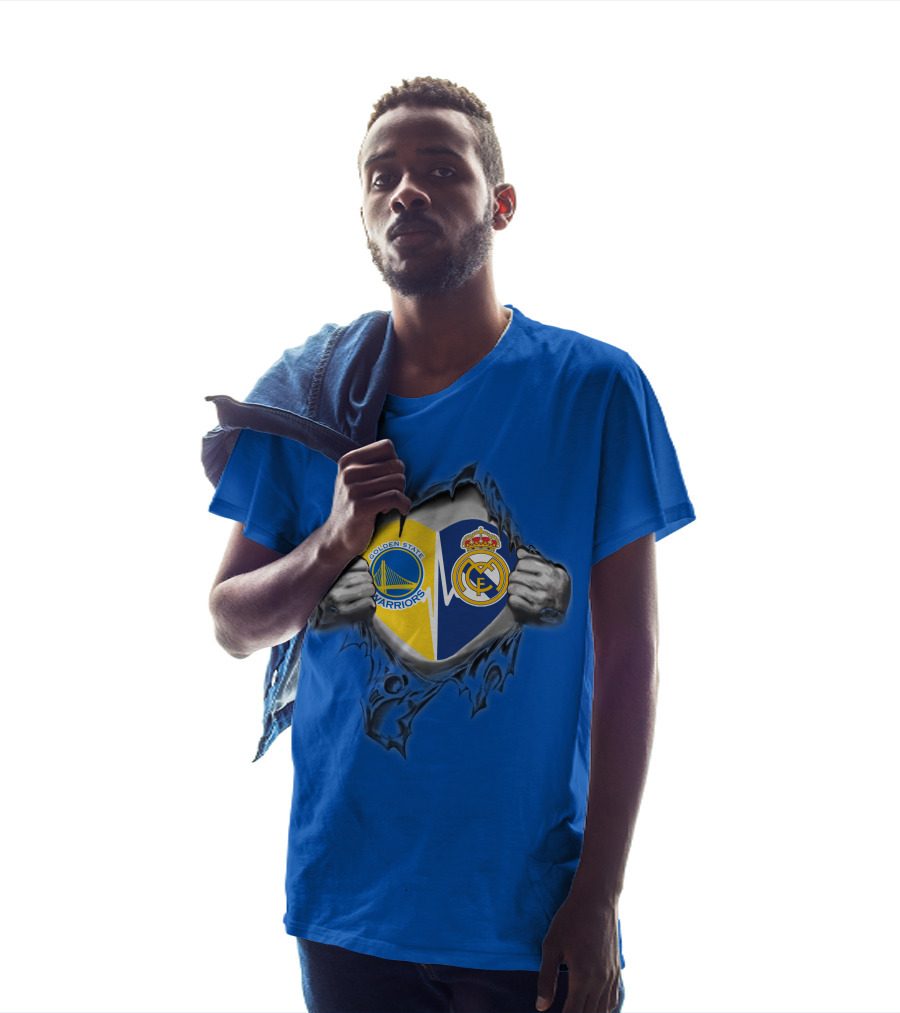 Golden State Warriors Real Madrid Dual Loyalty Emblem In My Heart T-Shirt