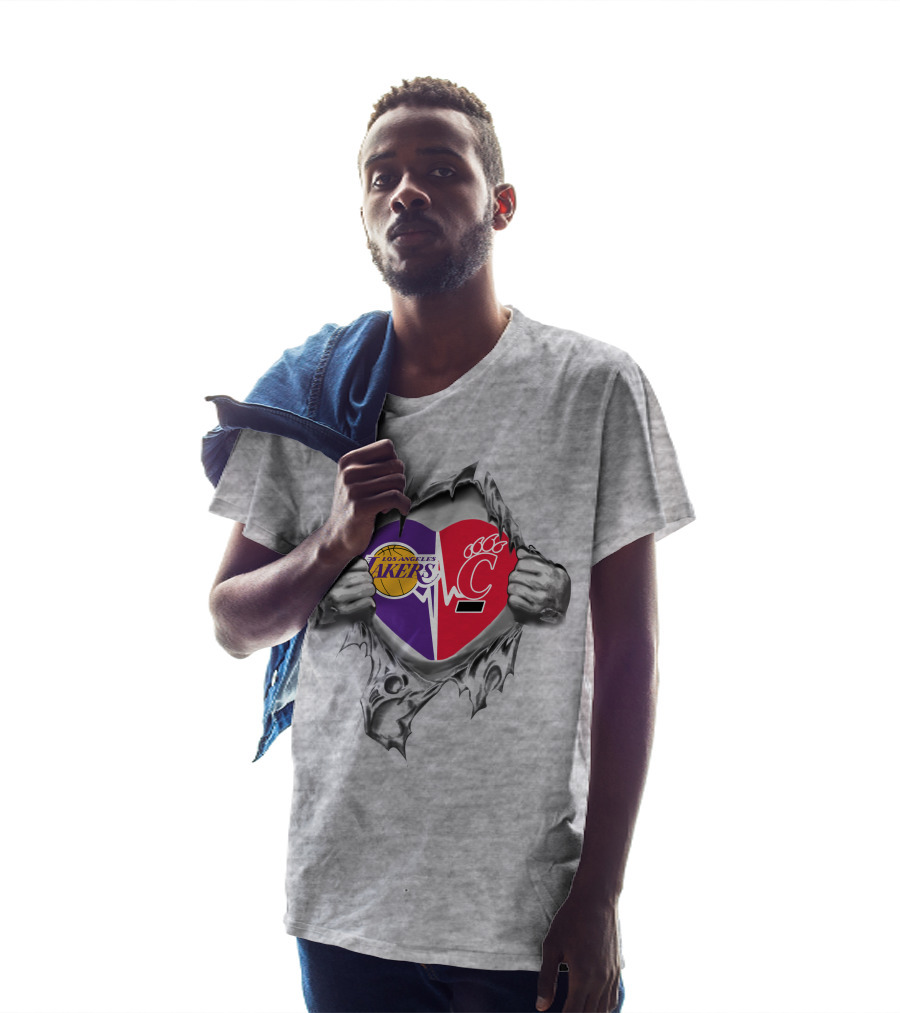 Los Angeles Lakers Cincinnati Bearcats Heart Symbol T-Shirt