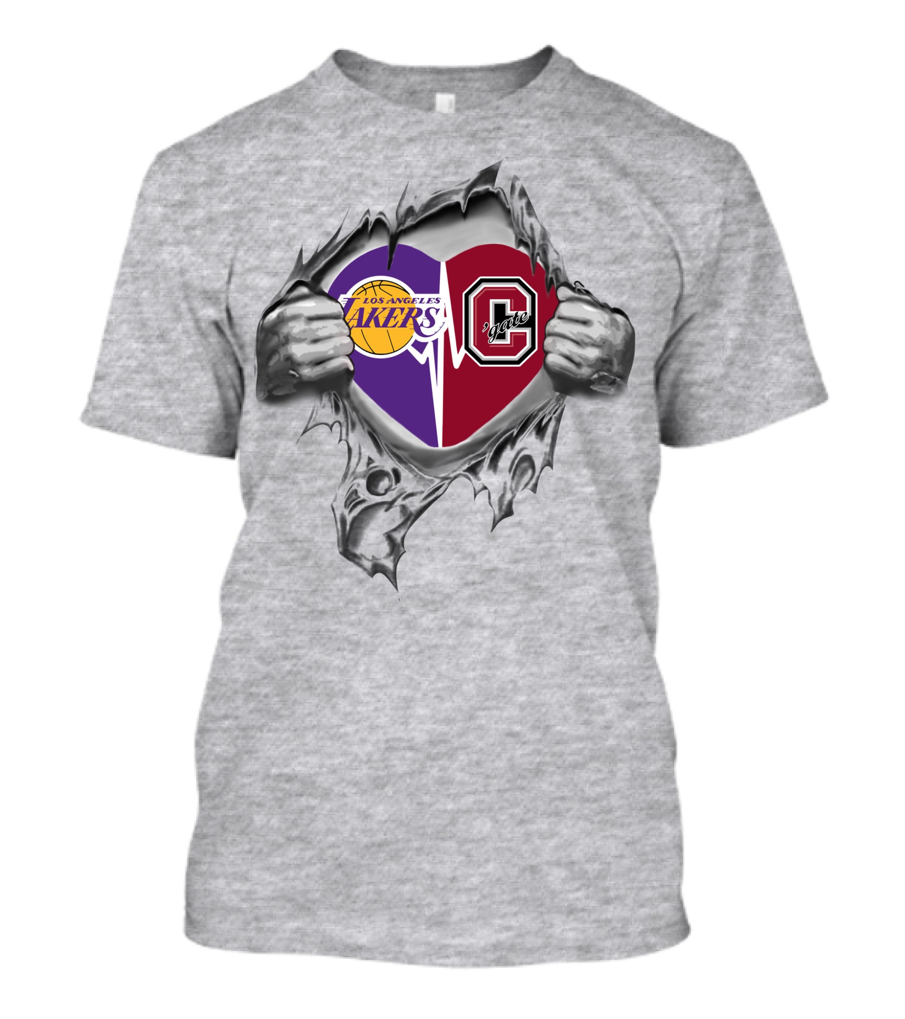 Los Angeles Lakers Colgate Raiders Heart Symbol Fusion T-Shirt