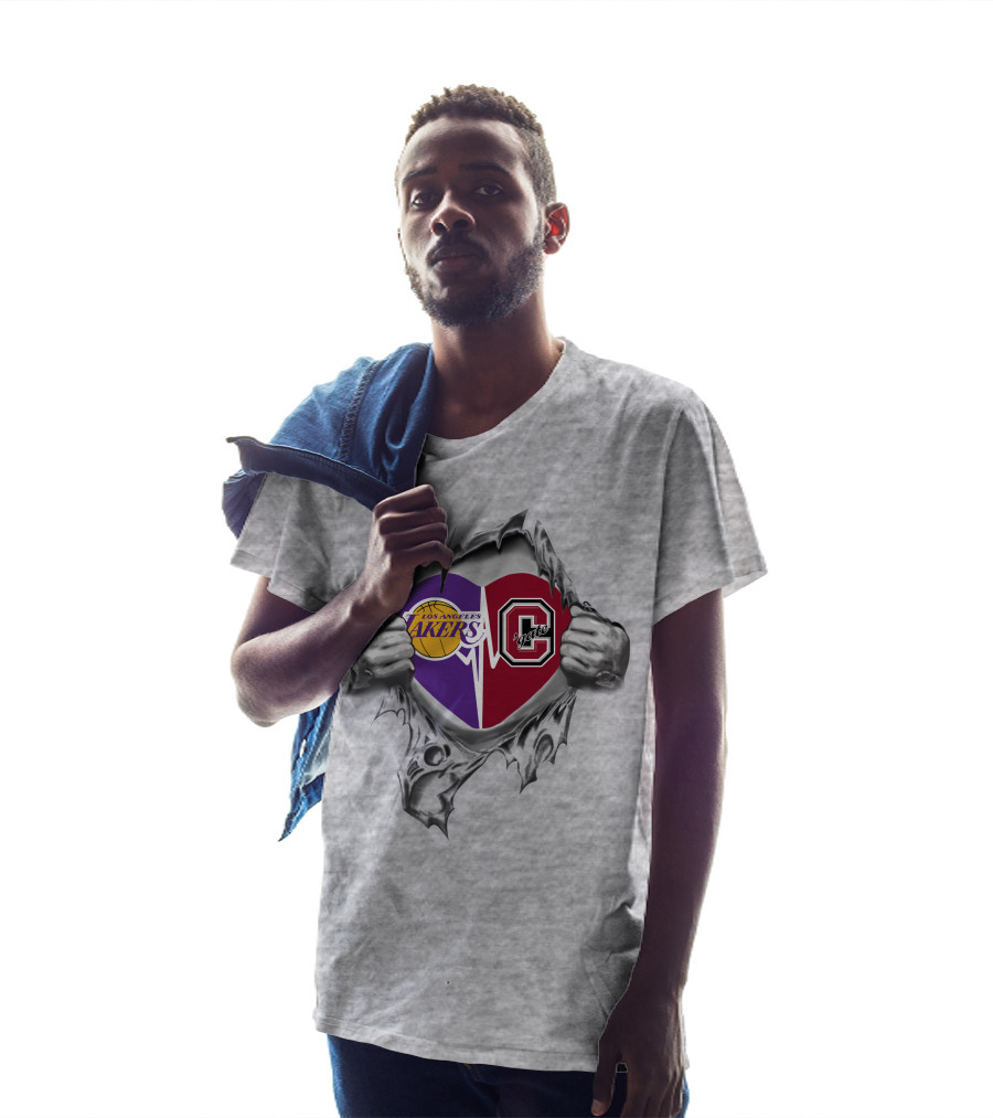 Los Angeles Lakers Colgate Raiders Heart Symbol Fusion T-Shirt