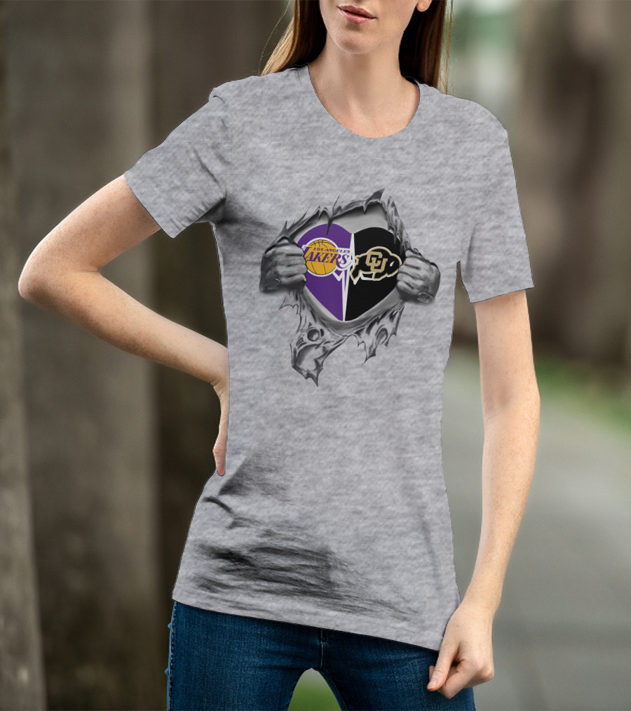 Los Angeles Lakers Colorado Buffaloes Heart T-Shirt