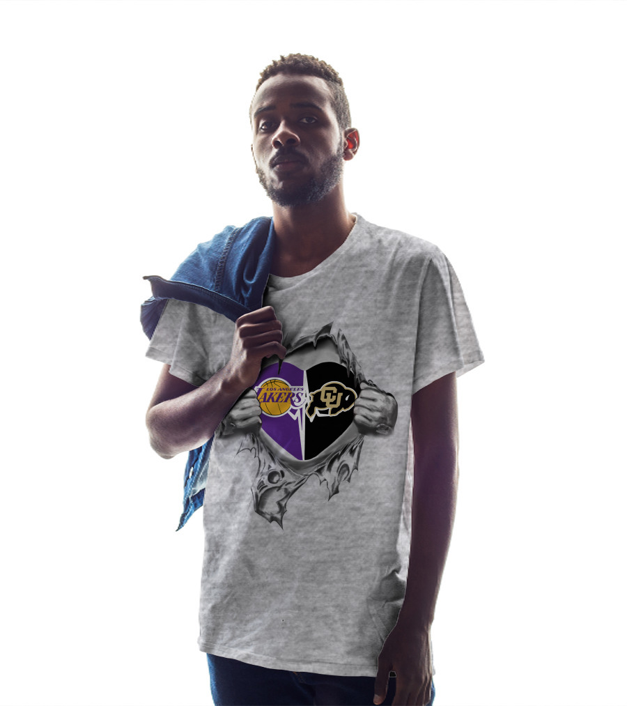 Los Angeles Lakers Colorado Buffaloes Heart T-Shirt