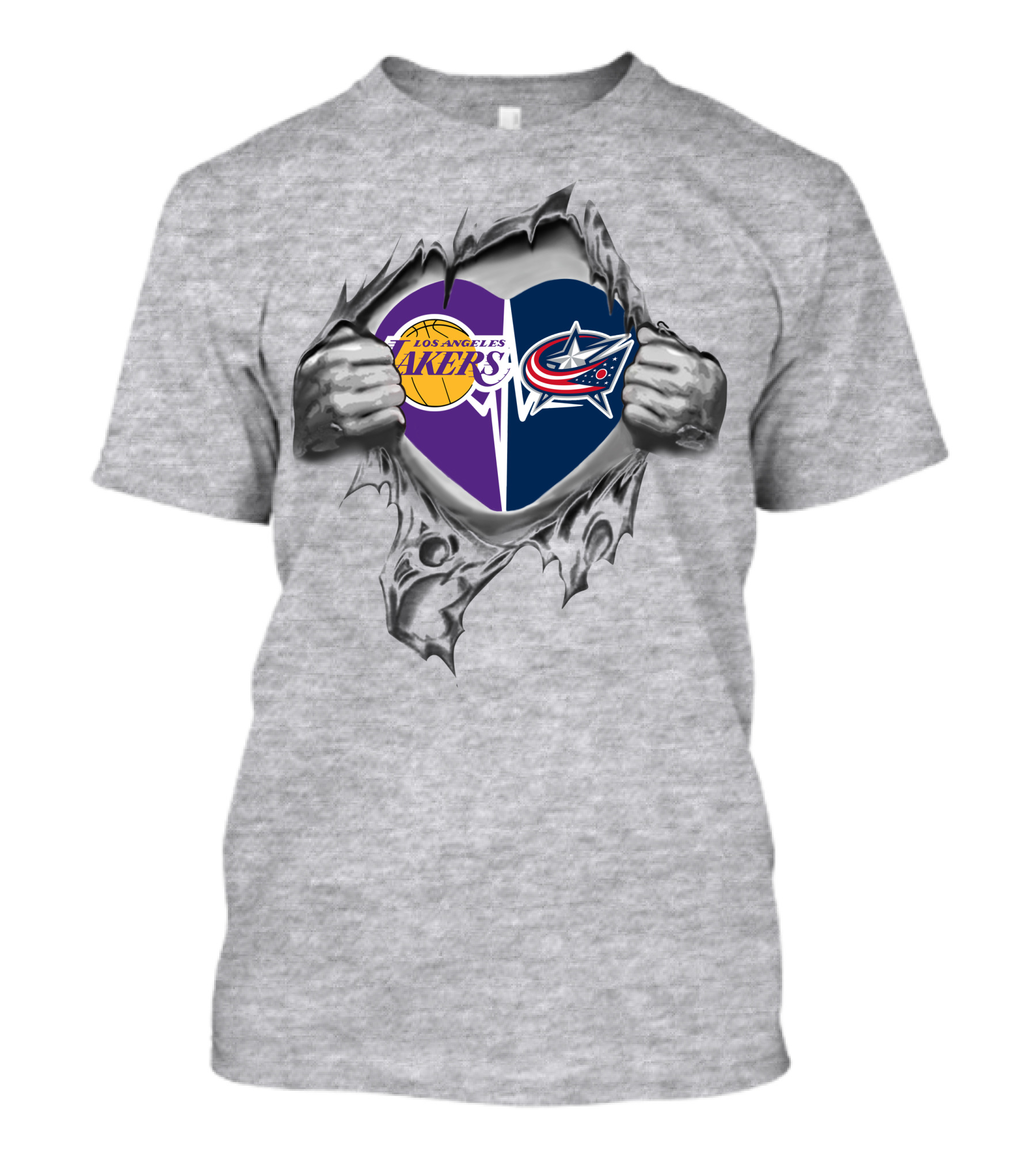 Los Angeles Lakers Columbus Blue Jackets Heart Logos T-Shirt