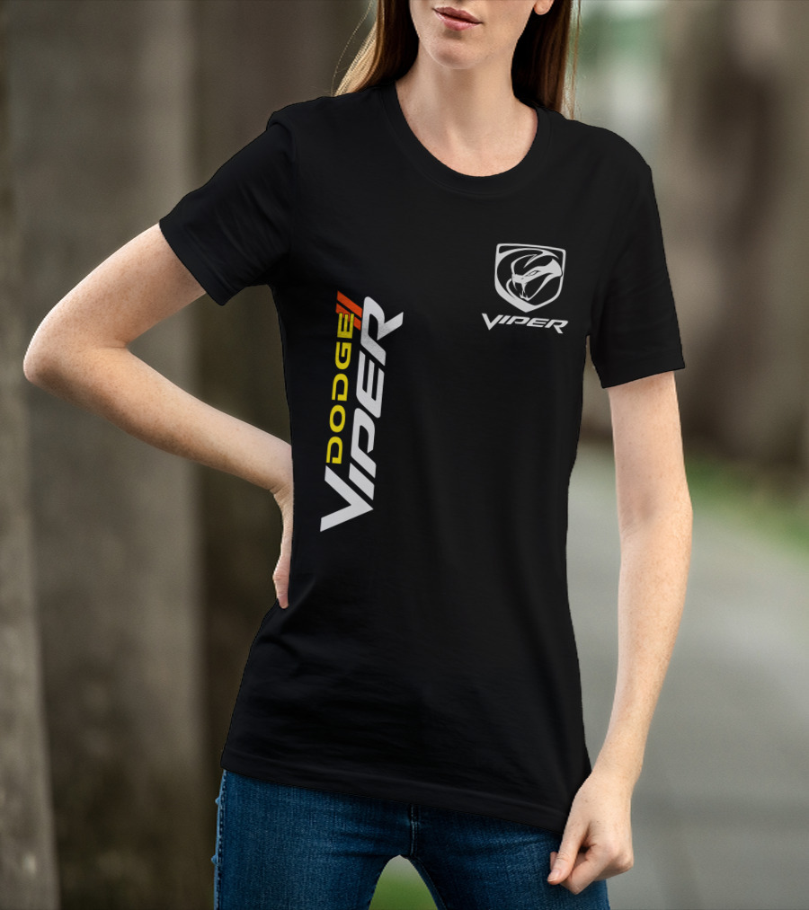 Dodge Viper Vertical Logo And Iconic Snake Emblem T-Shirt
