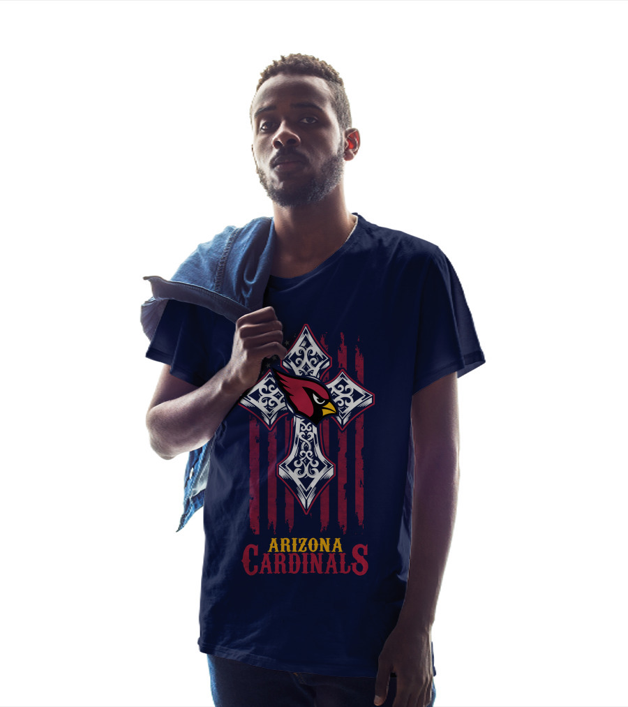 Arizona Cardinals Flag Cross With Stars And Stripes Bird T-Shirt