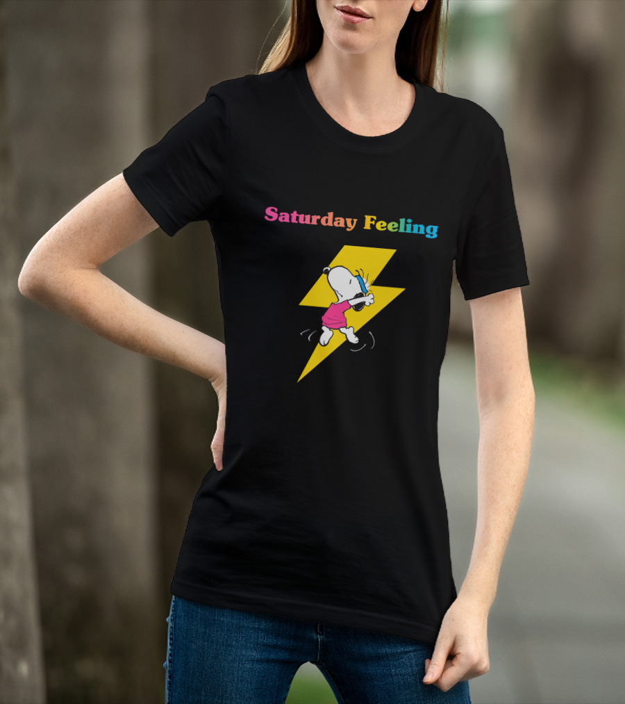 Saturday Feeling Snoopy Dancing Lightning Bolt T-Shirt