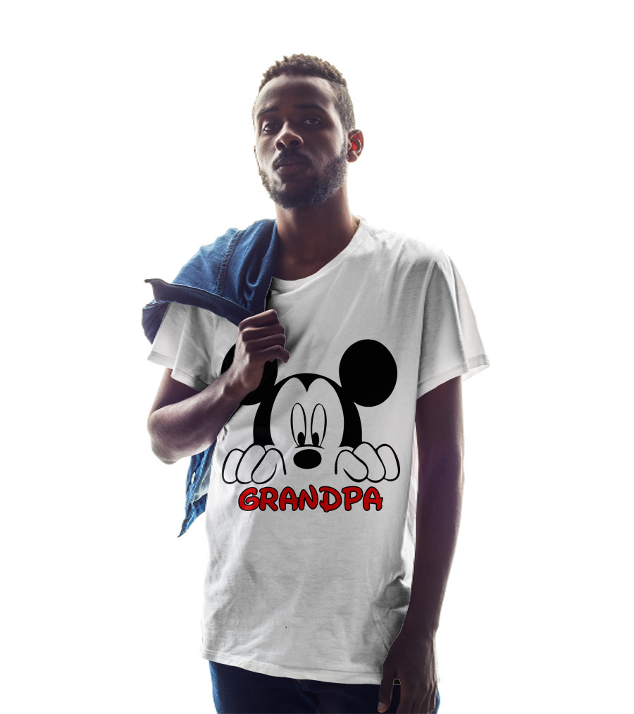 Mickey Mouse Peeking Grandpa T-Shirt
