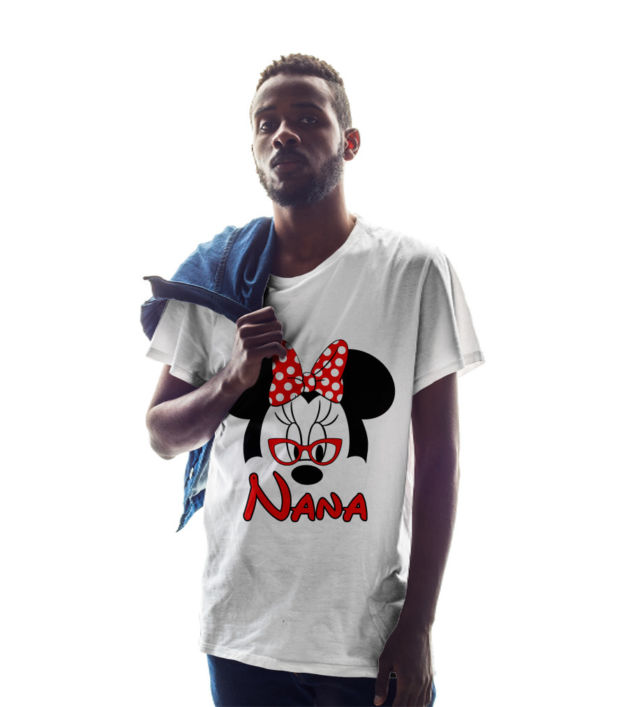 Nana Minnie Mouse Glasses Polka Dot Bow T-Shirt