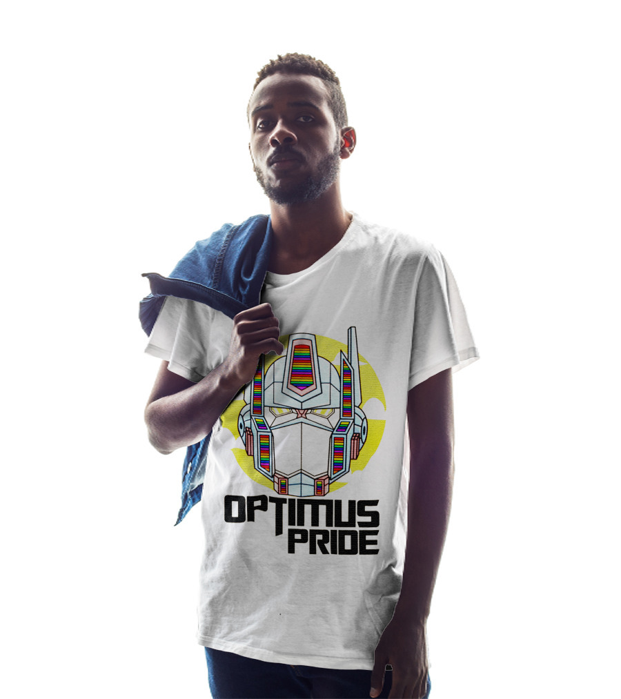 Optimus Pride Rainbow Robot Face T-Shirt