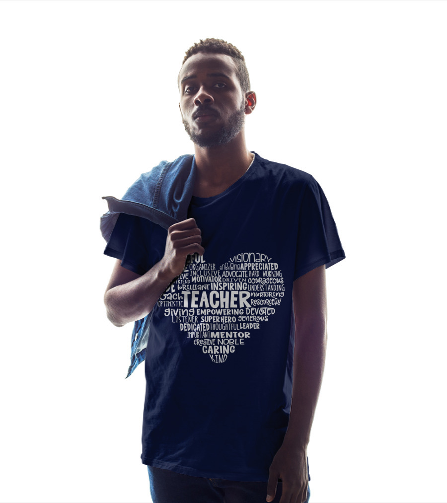 Teacher Heart Hopeful Wise Empowering Inspiring Mentor Visionary Caring T-Shirt