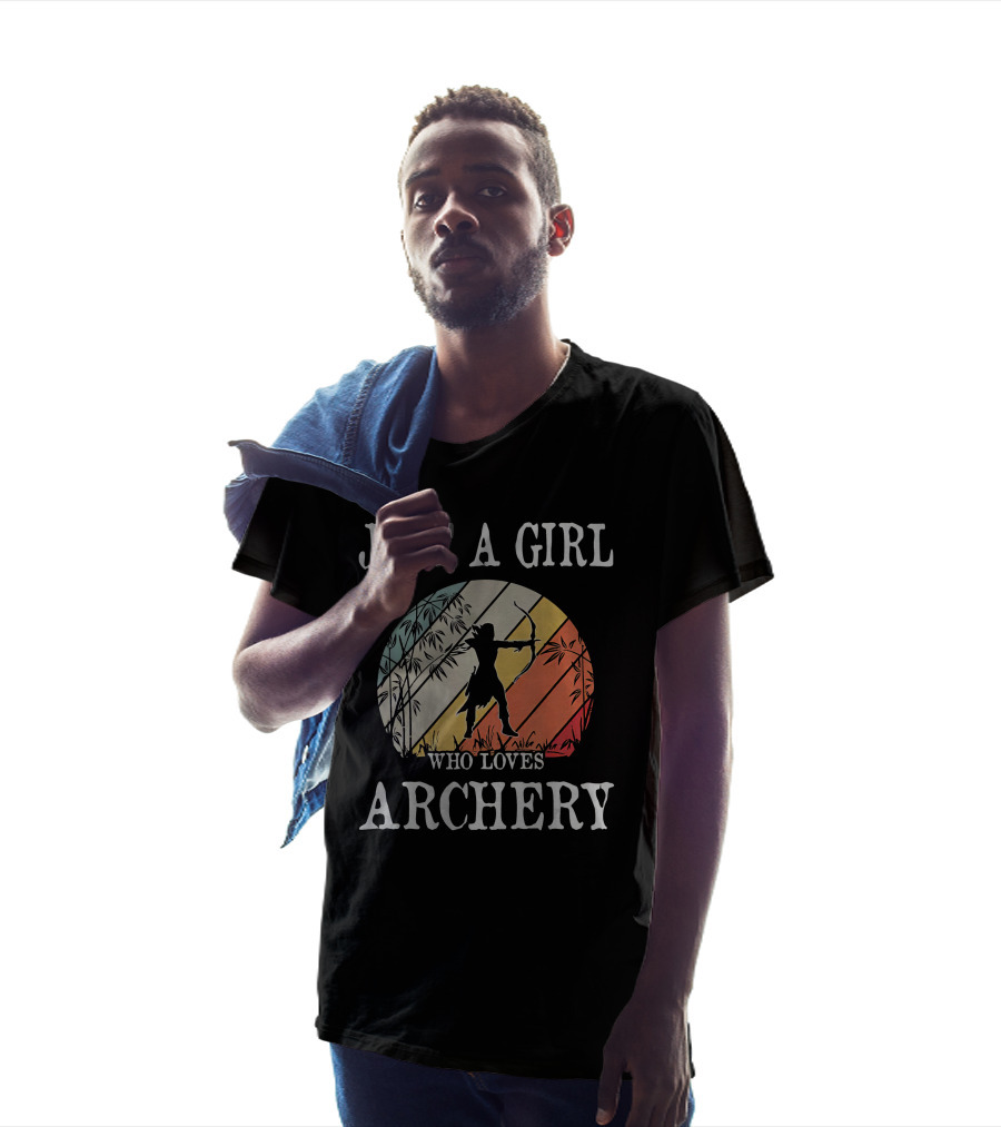 Just A Girl Who Loves Archery Vintage Silhouette Sunset Bow And Arrow T-Shirt