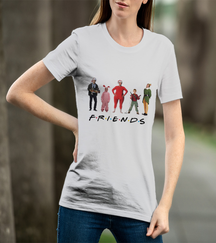Friends Christmas Santa Bunny Pajamas Elf BB Gun T-Shirt
