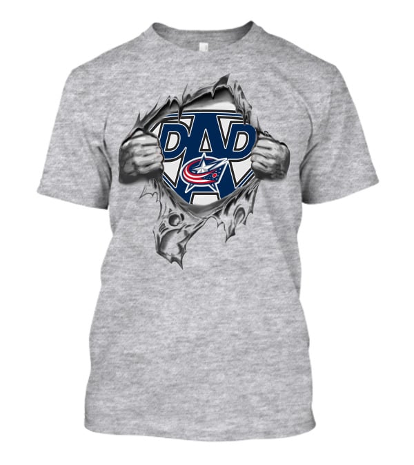 Columbus Blue Jackets Super Dad Emblem Torn Fabric T-Shirt