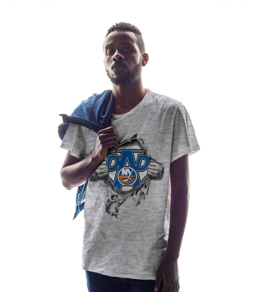 New York Islanders Super Dad Emblem Tear Hero T-Shirt