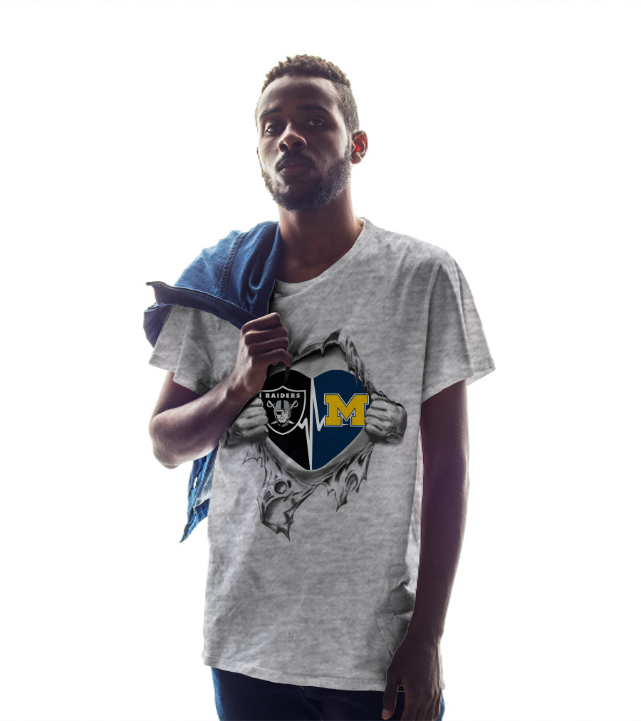 Michigan Wolverines Raiders Heartbeat Rip T-Shirt