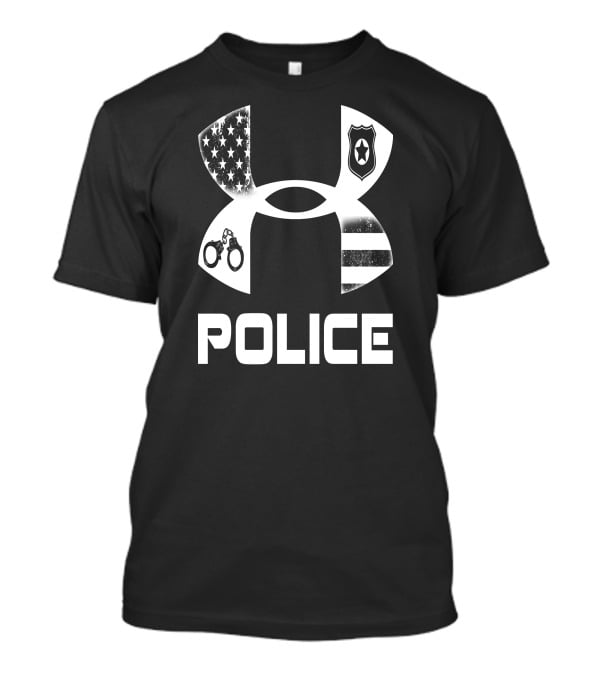 Police American Flag Badge Handcuffs T-Shirt