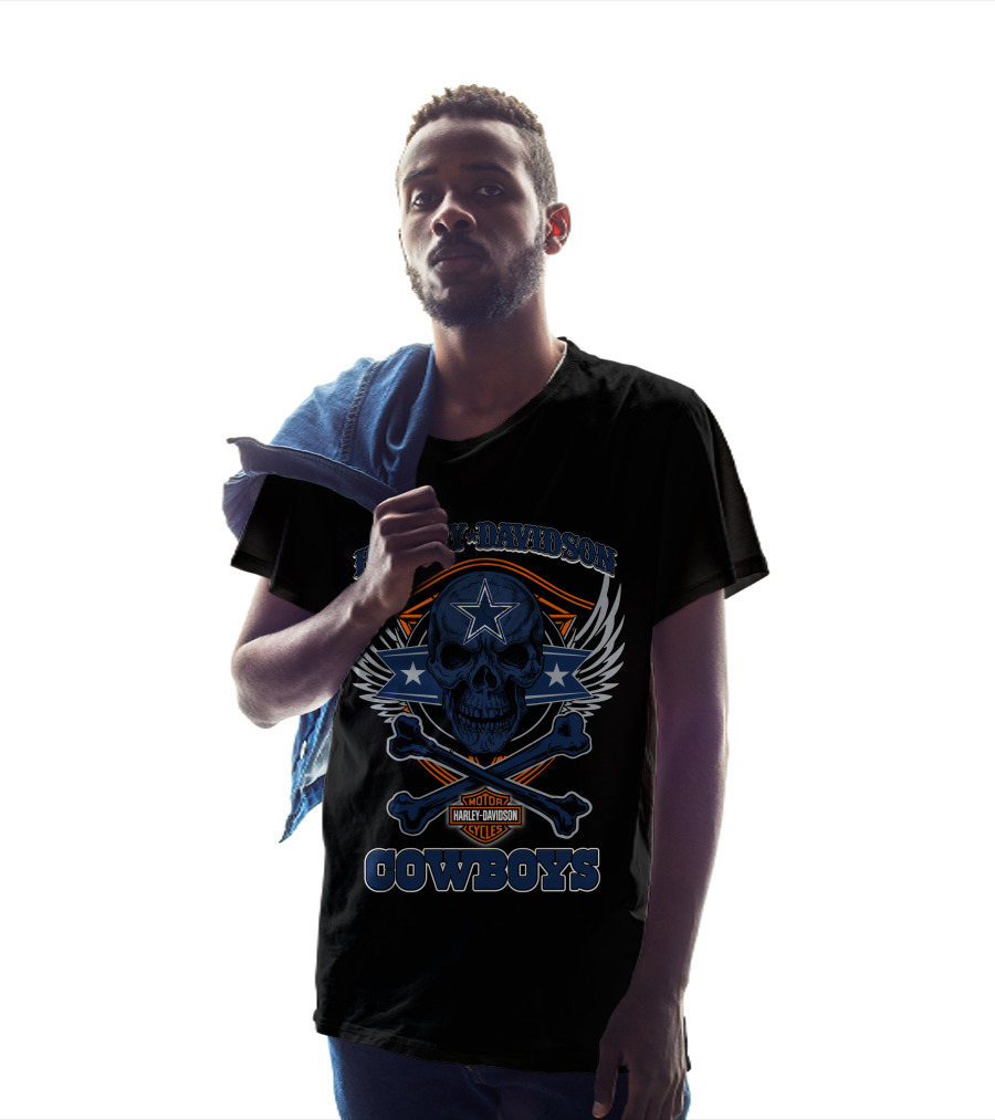 Harley Davidson Cowboys Skull Star Badge T-Shirt