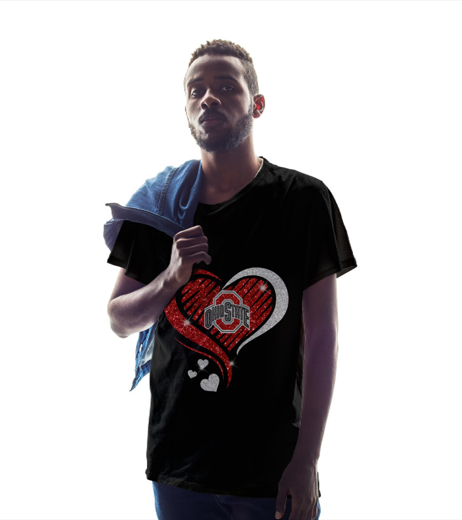 Ohio State Heart Glitter Sparkle T-Shirt