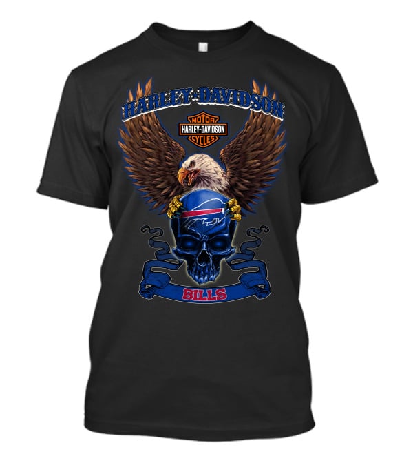 Harley Davidson Motor Cycles Bald Eagle Buffalo Bills T-Shirt