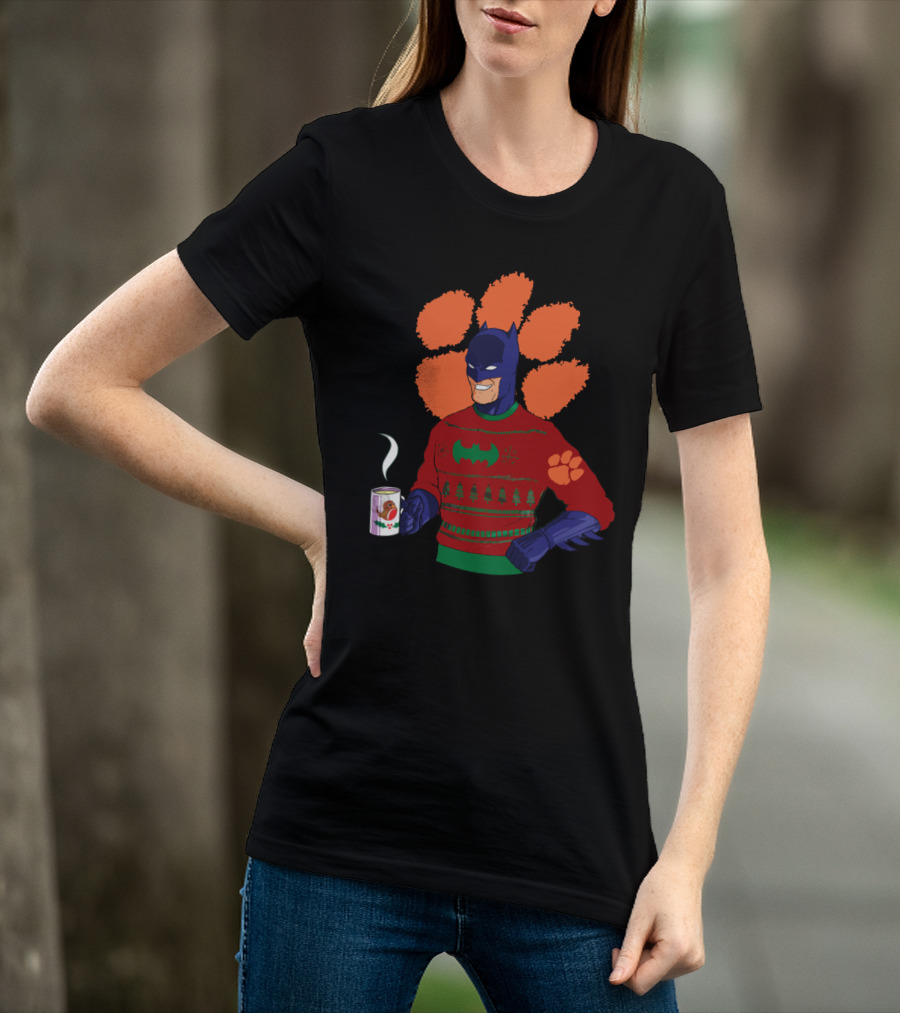 Clemson Tigers Christmas Sweater With Superhero And Holiday Mug T-Shirt