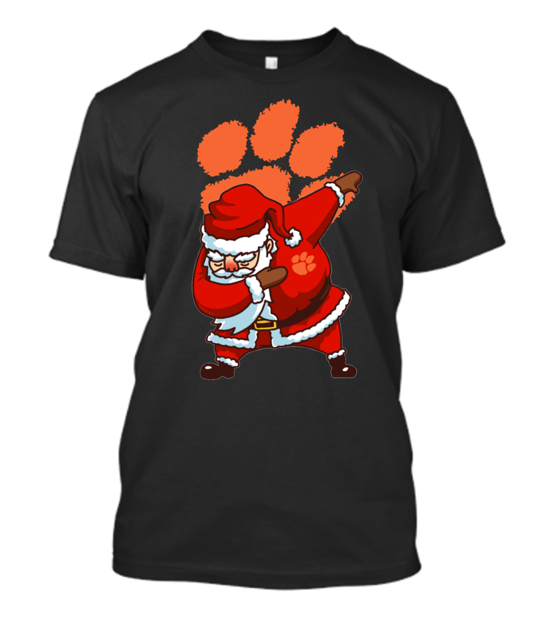 Clemson Tigers Football Dabbing Santa With Paw Print T-Shirt
