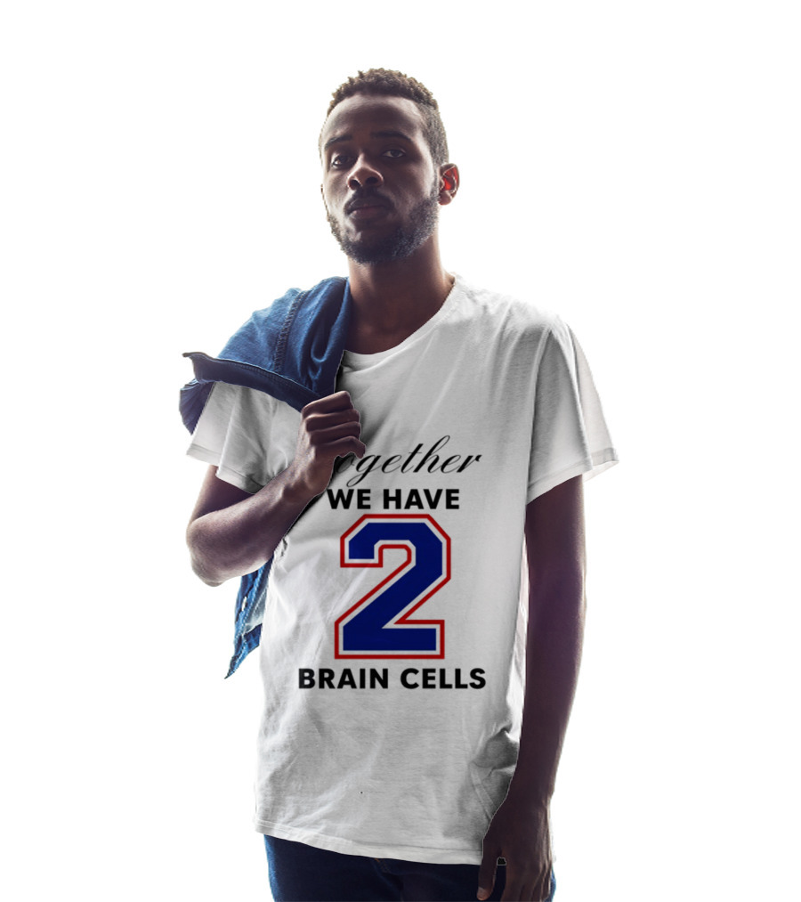 Together We Have 2 Brain Cells Blue Red Outline T-Shirt