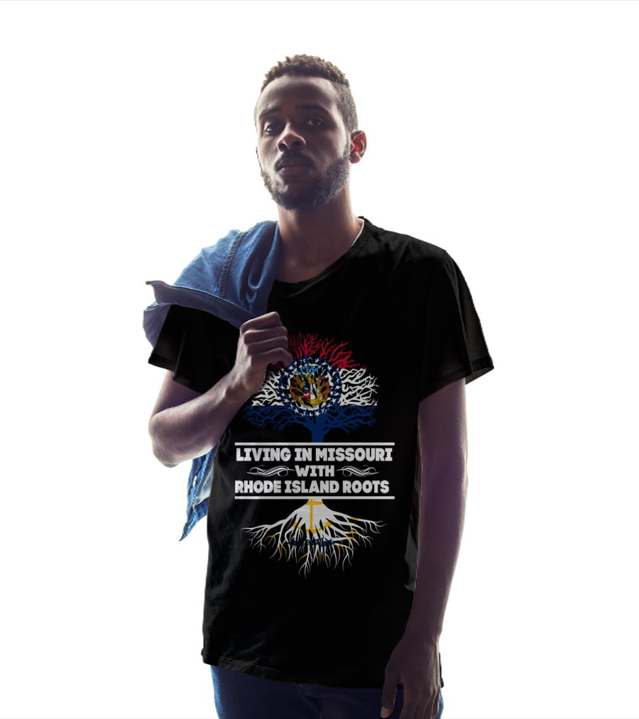 Missouri Pride Blending With Rhode Island Heritage Featuring State Colors And Symbols T-Shirt