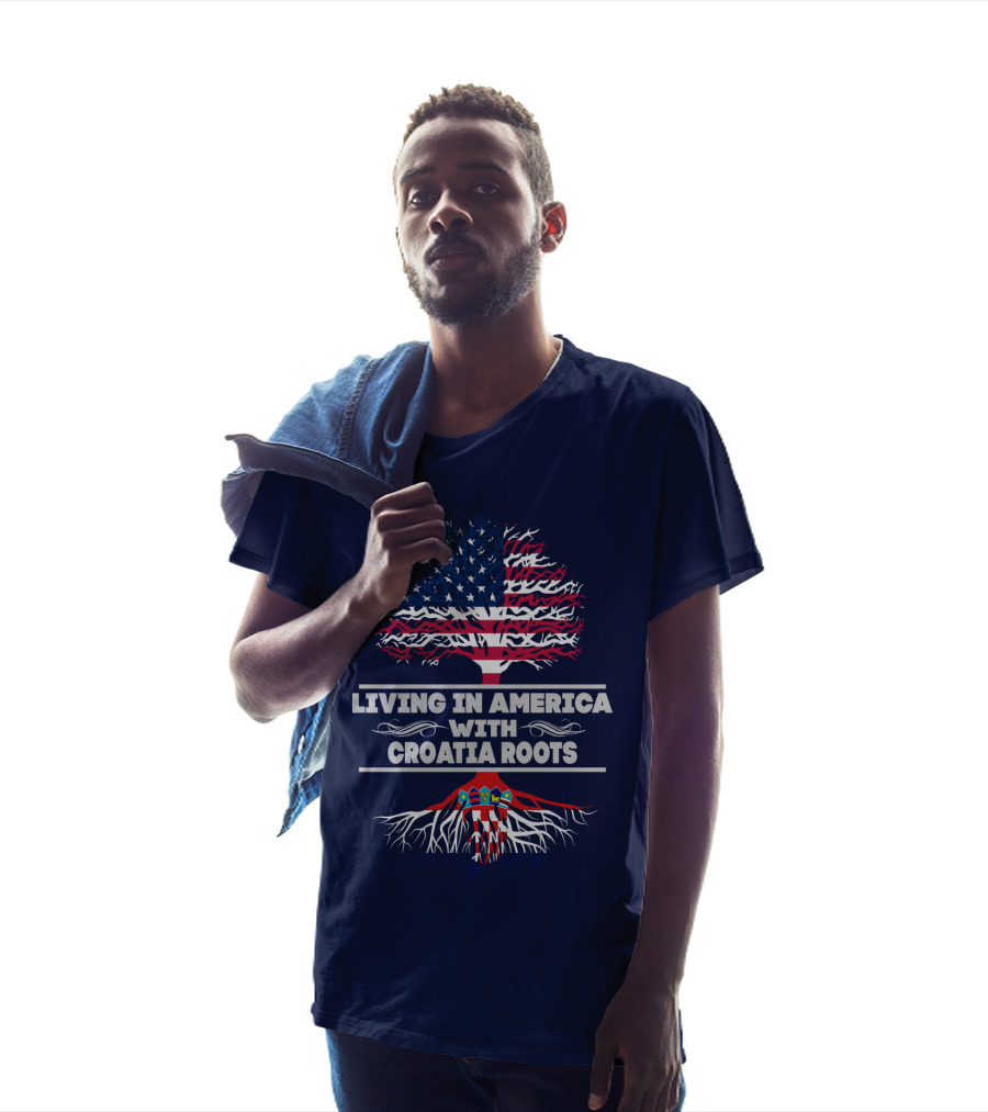 Living IN America With Croatia Roots USA Flag Tree T-Shirt