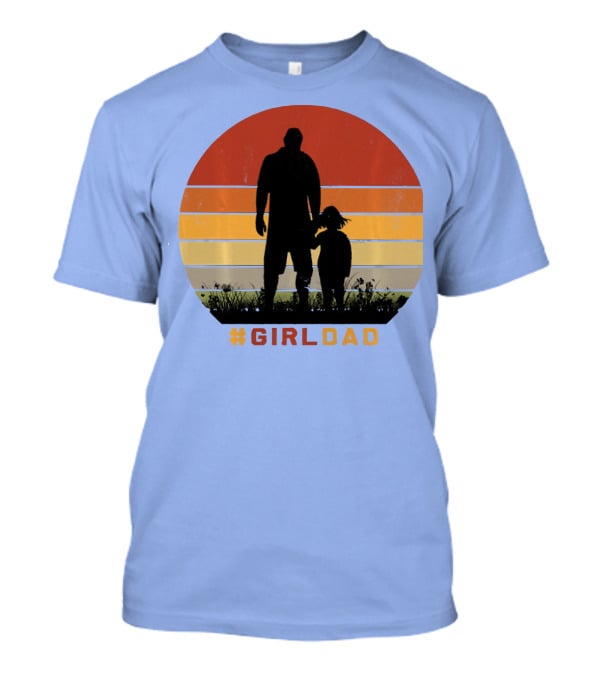 GirlDad Vintage Silhouette With Sunset Stripes T-Shirt