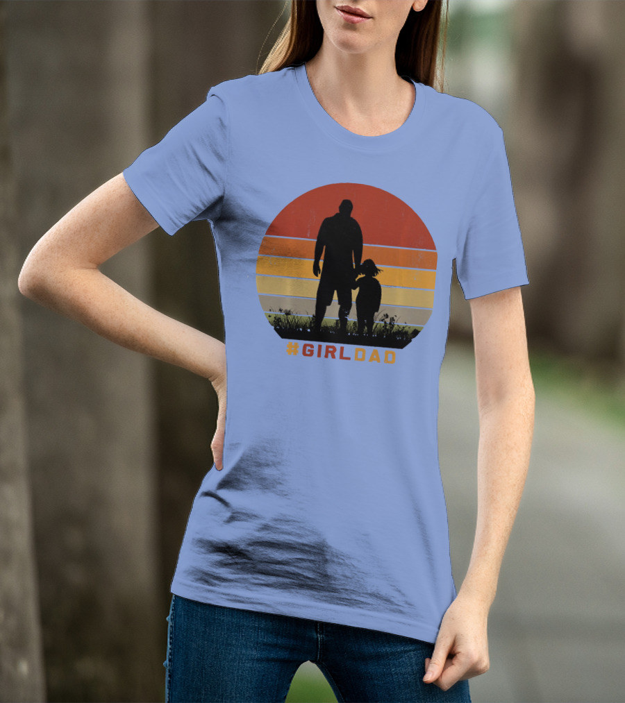 GirlDad Vintage Silhouette With Sunset Stripes T-Shirt