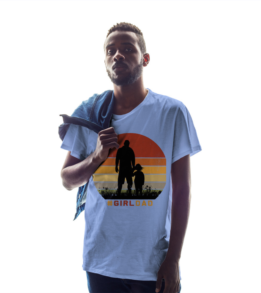 GirlDad Vintage Silhouette With Sunset Stripes T-Shirt