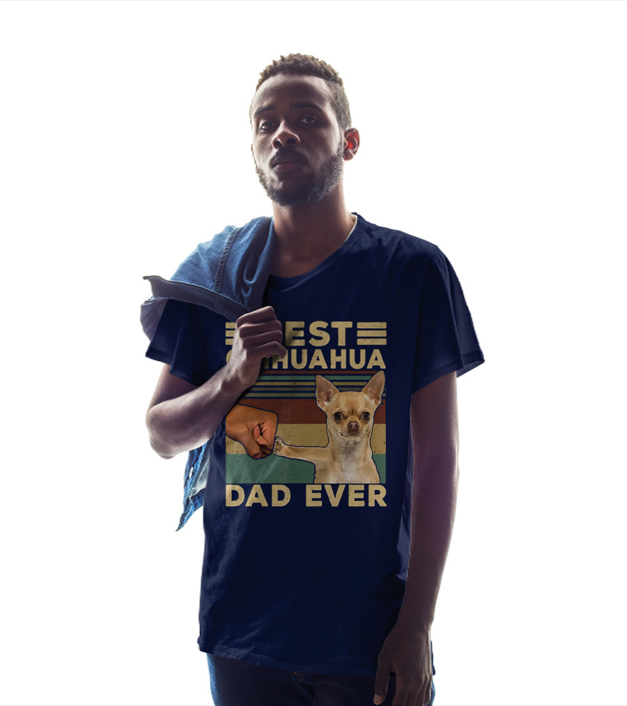 Best Chihuahua Dad Ever Vintage Retro Fist Bump T-Shirt