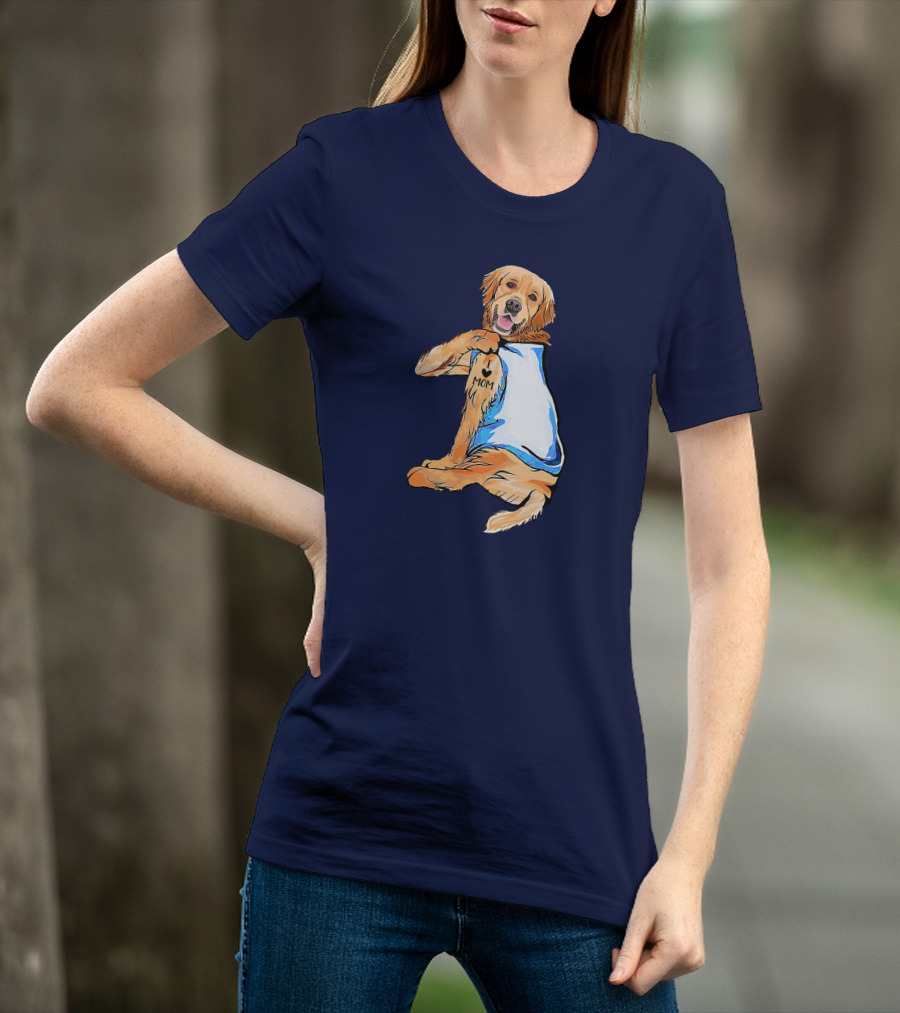 Golden Retriever Dog Tattoo 'I Love Mom' Trendy Ideas For Women T-Shirt