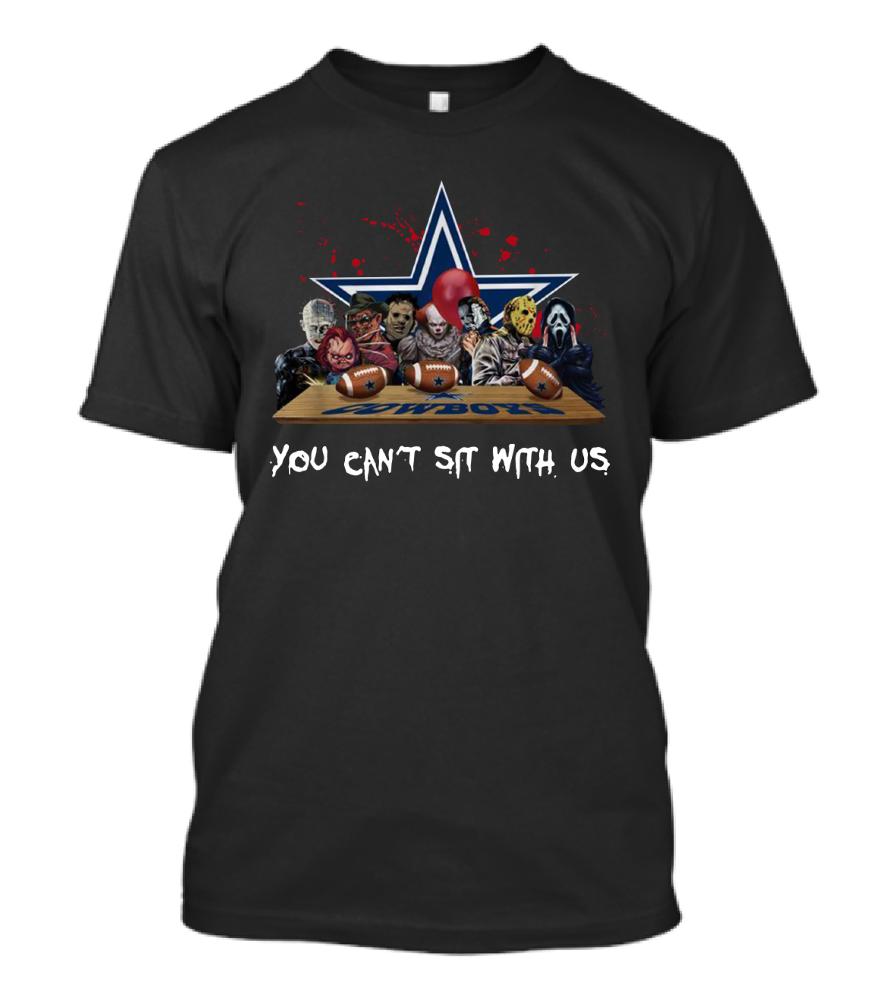Horror Movie Characters Cowboys You Can't Sit With Us Football Star T-Shirt