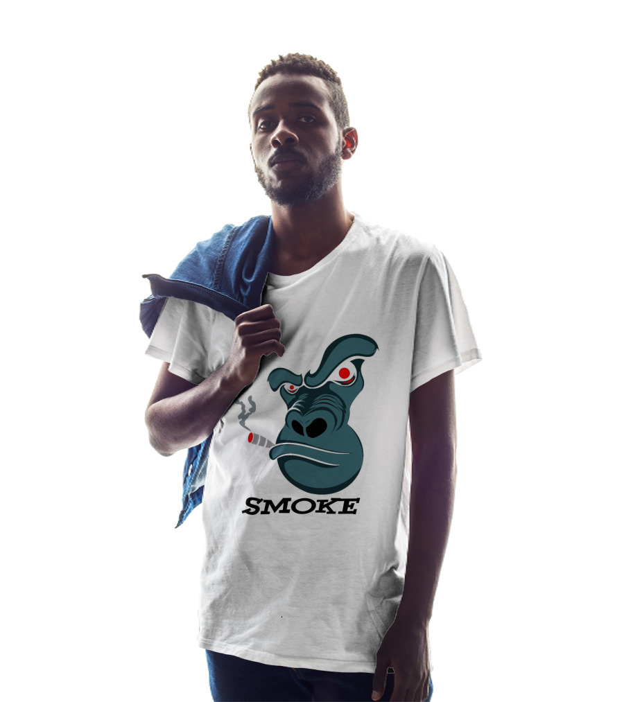 Smoke Kong Smoking Gorilla Icon With Angry Red Eyes T-Shirt
