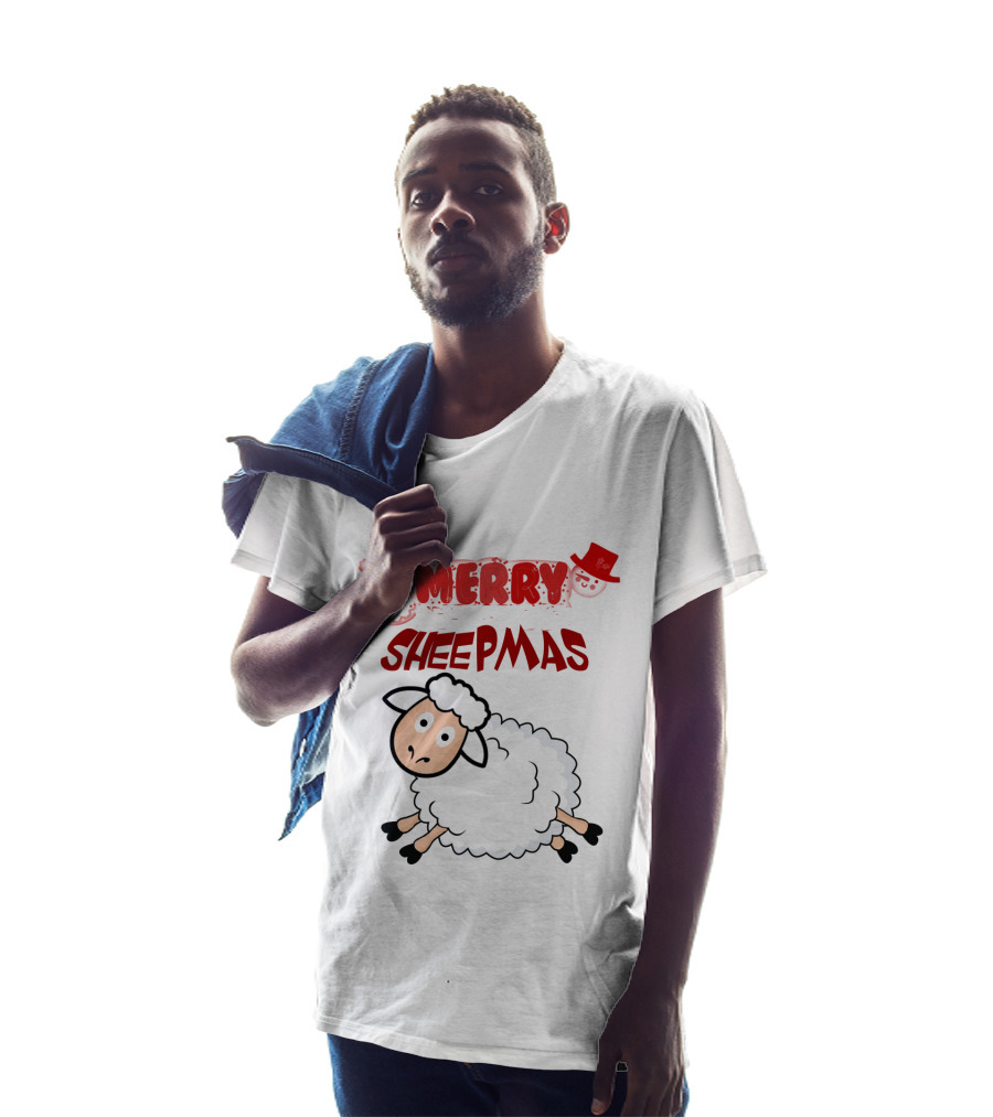 Merry Sheepmas Funny Christmas Santa Sheep With Snowman Hat T-Shirt